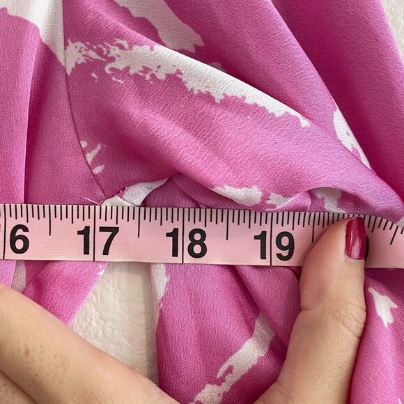 Satin Tyche Mystic Pink Chiffon Balloon Sleeve Dress Size S - Picture 9 of 10